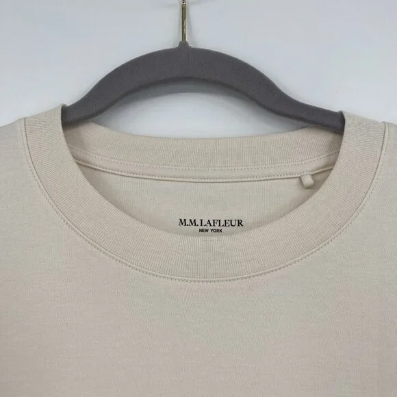 M.M. LAFLEUR Crew Neck Ivory Shirt Size Large Pima Cotton - Picture 9 of 10